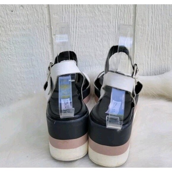 Steve Madden  platform sandals wht/blk/tan wmns sz 8 - Picture 3 of 7